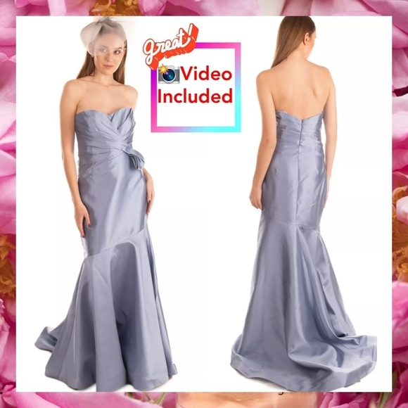 $795 NWT BADGLEY MISCHKA Women Light Blue Maxi Long Gown 0...